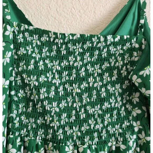 ELIZA J Green White Floral Print Plus Size 18 High/Low Faux Wrap Midi Dress - Picture 10 of 11